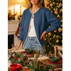image:imageZESICA Womens Pearls Trim Open Front Cardigan SweaterDarkblue