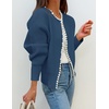 image:imageZESICA Womens Pearls Trim Open Front Cardigan SweaterDarkblue