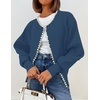 image:imageZESICA Womens Pearls Trim Open Front Cardigan SweaterDarkblue