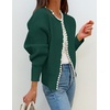 image:imageZESICA Womens Pearls Trim Open Front Cardigan SweaterDarkgreen