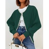 image:imageZESICA Womens Pearls Trim Open Front Cardigan SweaterDarkgreen