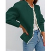 image:imageZESICA Womens Pearls Trim Open Front Cardigan SweaterDarkgreen