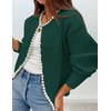 image:imageZESICA Womens Pearls Trim Open Front Cardigan SweaterDarkgreen
