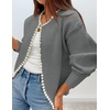 image:imageZESICA Womens Pearls Trim Open Front Cardigan SweaterGrey