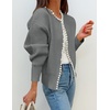 image:imageZESICA Womens Pearls Trim Open Front Cardigan SweaterGrey