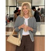 image:imageZESICA Womens Pearls Trim Open Front Cardigan SweaterGrey