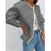 image:imageZESICA Womens Pearls Trim Open Front Cardigan SweaterGrey