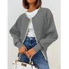 image:imageZESICA Womens Pearls Trim Open Front Cardigan SweaterGrey