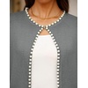 image:imageZESICA Womens Pearls Trim Open Front Cardigan SweaterGrey