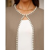 image:imageZESICA Womens Pearls Trim Open Front Cardigan SweaterKhaki