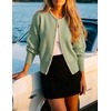 image:imageZESICA Womens Pearls Trim Open Front Cardigan SweaterPea Green