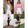 image:imageZESICA Womens Pearls Trim Open Front Cardigan SweaterPea Green