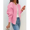 image:imageZESICA Womens Pearls Trim Open Front Cardigan SweaterPink