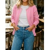 image:imageZESICA Womens Pearls Trim Open Front Cardigan SweaterPink