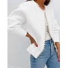 image:imageZESICA Womens Pearls Trim Open Front Cardigan SweaterWhite