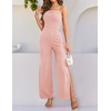image:imageZESICA Womens Strapless Jumpsuit Casual Off Shoulder High Waist Wide Leg Side Slit Long Romper Playsuits with PocketsDustypink