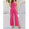 image:imageZESICA Womens Strapless Jumpsuit Casual Off Shoulder High Waist Wide Leg Side Slit Long Romper Playsuits with PocketsRose