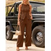 image:imageZESICA Womens Summer 2 Piece Suits Sets Work Office OutfitsBrown