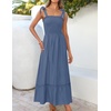 image:imageZESICA Womens Summer Boho Spaghetti Strap Maxi DressDustyblue