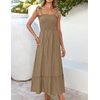 image:imageZESICA Womens Summer Boho Spaghetti Strap Maxi DressKhaki