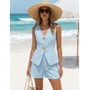 image:imageZESICA Womens Summer Casual 2 Piece Short Sets 2026 Button Suit Vest Tops Shorts Dressy Business Work OutfitsBlue