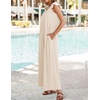 image:imageZESICA Womens Summer Loose Jumpsuit Casual V Neck Sleeveless Oversized Wide Leg Pant Overalls Romper with PocketsApricot