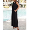 image:imageZESICA Womens Summer Loose Jumpsuit Casual V Neck Sleeveless Oversized Wide Leg Pant Overalls Romper with PocketsBlack