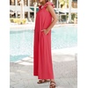 image:imageZESICA Womens Summer Loose Jumpsuit Casual V Neck Sleeveless Oversized Wide Leg Pant Overalls Romper with PocketsWatermelon Red