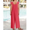 image:imageZESICA Womens Summer Loose Jumpsuit Casual V Neck Sleeveless Oversized Wide Leg Pant Overalls Romper with PocketsWatermelon Red