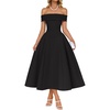 image:imageZESICA Summer 2026 Off Shoulder Cocktail Dresses for WomenBlack