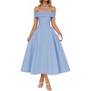 image:imageZESICA Summer 2026 Off Shoulder Cocktail Dresses for WomenBlue