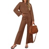 image:imageZESICA Womens 2 Piece Sweater Lounge Sets 2026 Fall Knit Matching OutfitsCaramel