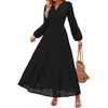 image:imageZESICA Womens 2026 Fall Long Sleeve Eyelet Maxi DressBlack