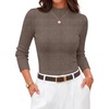 image:imageZESICA Womens 2026 Fall Long Sleeve Mock Neck Tops Going Out Knit ShirtsCoffee