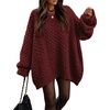 image:imageZESICA Womens 2026 Fall Oversized Chunky Cable Knit Tunic SweatersBurgundy