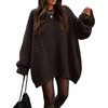 image:imageZESICA Womens 2026 Fall Oversized Chunky Cable Knit Tunic SweatersCoffee