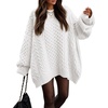 image:imageZESICA Womens 2026 Fall Oversized Chunky Cable Knit Tunic SweatersWhite