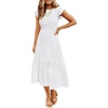 image:imageZESICA Womens 2026 Summer Casual Flutter Short Sleeve Smocked Midi DressWhite