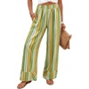 image:imageZESICA Womens 2026 Summer Striped Wide Leg Palazzo Pants with PocketsGrass Green