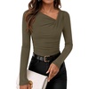 image:imageZESICA Womens Asymmetrical Long Sleeve Fall Shirt Going Out Top Work BlouseArmy Green