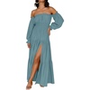 image:imageZESICA Womens Fall Long Sleeve Boho Off Shoulder Maxi DressesTeal