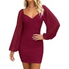 image:imageZESICA Womens Fall Long Sleeve Cocktail Party Mini DressesWine