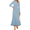 image:imageZESICA Womens Fall Long Sleeve Crewneck Sweater Maxi DressLight Blue