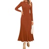 image:imageZESICA Womens Fall Long Sleeve Crewneck Sweater Maxi DressOrange Red