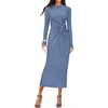 image:imageZESICA Womens Fall Long Sleeve Mock Neck Bodycon Midi DressDustyblue