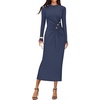 image:imageZESICA Womens Fall Long Sleeve Mock Neck Bodycon Midi DressNavy