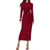 image:imageZESICA Womens Fall Long Sleeve Mock Neck Bodycon Midi DressRed
