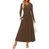 image:imageZESICA Womens Fall Long Sleeve Slimming Knit Modest Maxi DressesBrown