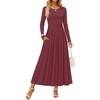 image:imageZESICA Womens Fall Long Sleeve Slimming Knit Modest Maxi DressesFuchsia