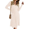 image:imageZESICA Womens Fall Long Sleeve Wrap Wedding Guest Midi Sweater DressesApricot